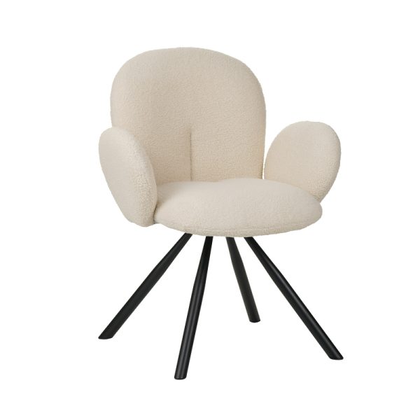 029 000249 7 Armchair Garzele Inart beige teddy fabric-leg black metal 68x66x82.5cmIndoor furniture > Living room armchairs