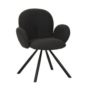 029 000250 10 Armchair Garzele Inart dark grey teddy fabric-leg black metal 68x66x82.5cmIndoor furniture > Living room armchairs