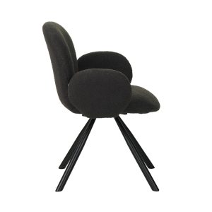 029 000250 2 7 Armchair Garzele Inart dark grey teddy fabric-leg black metal 68x66x82.5cmIndoor furniture > Living room armchairs