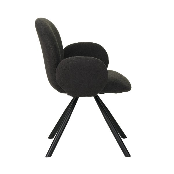 029 000250 2 7 Armchair Garzele Inart dark grey teddy fabric-leg black metal 68x66x82.5cmIndoor furniture > Living room armchairs