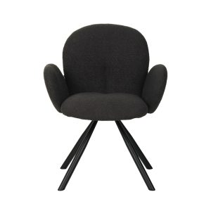 029 000250 3 7 Armchair Garzele Inart dark grey teddy fabric-leg black metal 68x66x82.5cmIndoor furniture > Living room armchairs