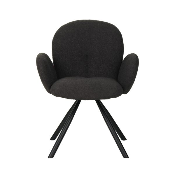 029 000250 3 7 Armchair Garzele Inart dark grey teddy fabric-leg black metal 68x66x82.5cmIndoor furniture > Living room armchairs