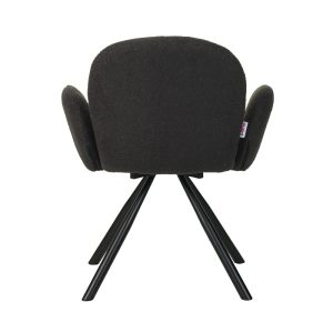 029 000250 4 7 Armchair Garzele Inart dark grey teddy fabric-leg black metal 68x66x82.5cmIndoor furniture > Living room armchairs
