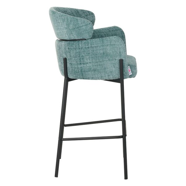 029 000256 2 5 Bar stool Tolerse Inart green fabric-leg black metalIndoor furniture > Bar stools