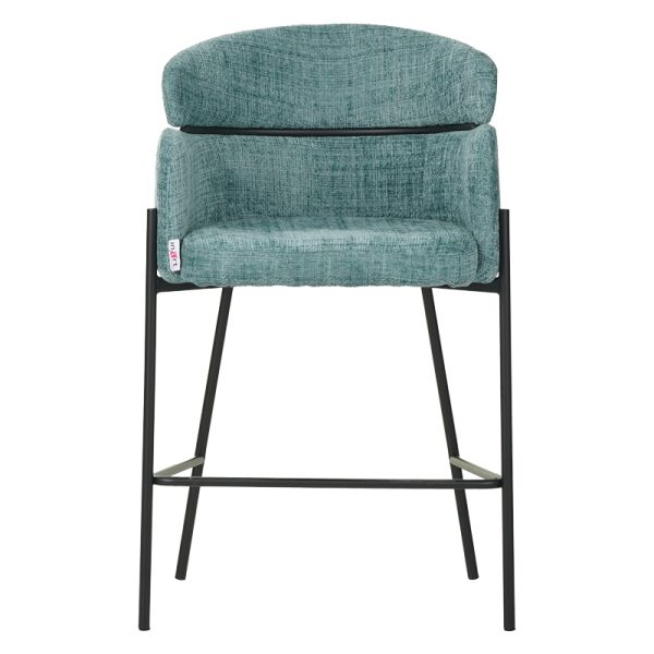 029 000256 3 5 Bar stool Tolerse Inart green fabric-leg black metalIndoor furniture > Bar stools
