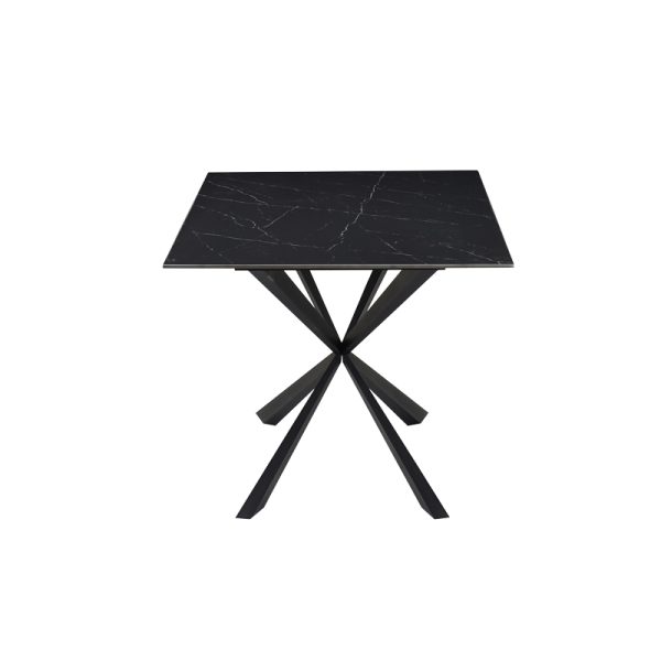 029 000261 2 8 Cozline Inart table black marble sintered stone-leg black metal 180x90x76cmIndoor furniture > Dining Tables