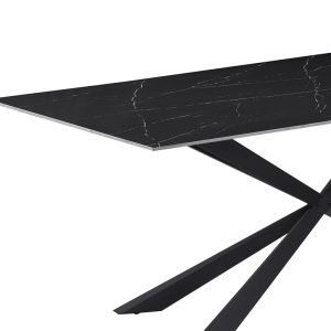 029 000261 3 8 Cozline Inart table black marble sintered stone-leg black metal 180x90x76cmIndoor furniture > Dining Tables