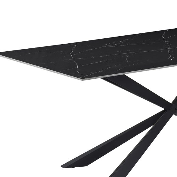 029 000261 3 8 Cozline Inart table black marble sintered stone-leg black metal 180x90x76cmIndoor furniture > Dining Tables
