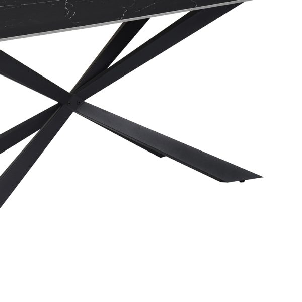 029 000261 4 8 Cozline Inart table black marble sintered stone-leg black metal 180x90x76cmIndoor furniture > Dining Tables