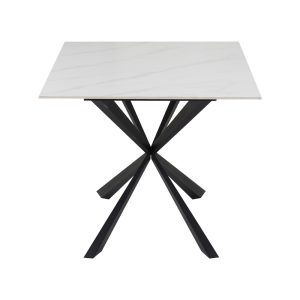 029 000262 2 7 Cozline Inart table white marble sintered stone-leg black metal 180x90x76cmIndoor furniture > Dining Tables