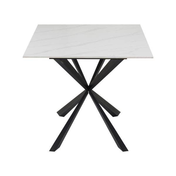 029 000262 2 7 Cozline Inart table white marble sintered stone-leg black metal 180x90x76cmIndoor furniture > Dining Tables