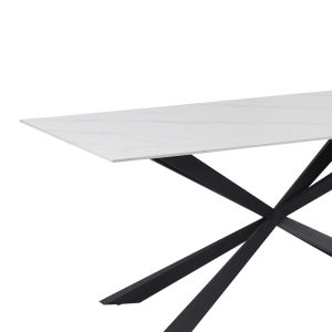 029 000262 3 7 Cozline Inart table white marble sintered stone-leg black metal 180x90x76cmIndoor furniture > Dining Tables