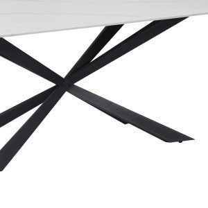 029 000262 4 7 Cozline Inart table white marble sintered stone-leg black metal 180x90x76cmIndoor furniture > Dining Tables