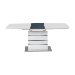 029 000264 2 3 Extendable table Darsile Inart white with grey-charcoal mdf 140-180x90x76cmIndoor furniture > Dining Tables