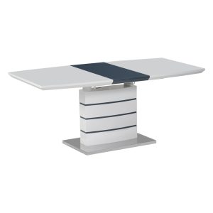 029 000264 6 Extendable table Darsile Inart white with grey-charcoal mdf 140-180x90x76cmIndoor furniture > Dining Tables