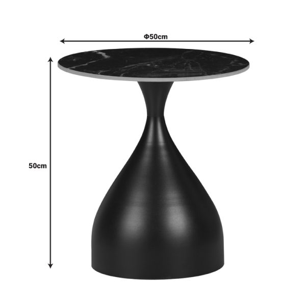 029 000275 3 4 Kirkene Inart side table black marble color sintered stone and black metal D50x50cmIndoor furniture > Tables auxiliary