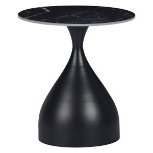 029 000275 6 Kirkene Inart side table black marble color sintered stone and black metal D50x50cmIndoor furniture > Tables auxiliary