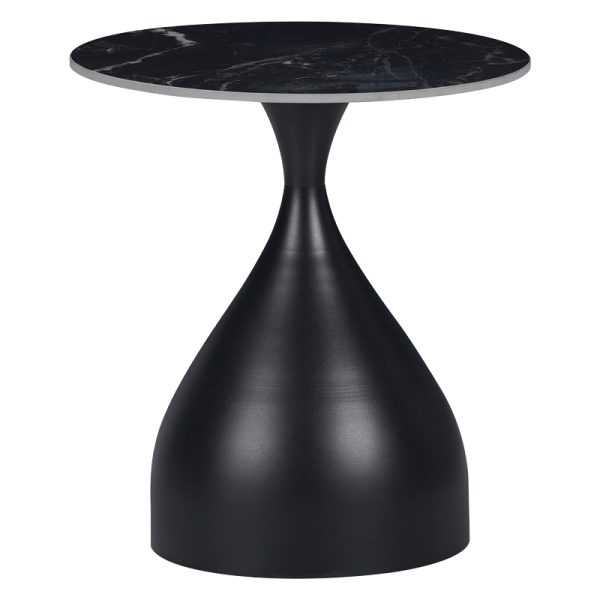 029 000275 6 Kirkene Inart side table black marble color sintered stone and black metal D50x50cmIndoor furniture > Tables auxiliary