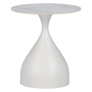 029 000277 6 Side table Kirkene Inart white marble color sintered stone and white metal D50x50cmIndoor furniture > Tables auxiliary