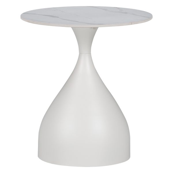 029 000277 6 Side table Kirkene Inart white marble color sintered stone and white metal D50x50cmIndoor furniture > Tables auxiliary