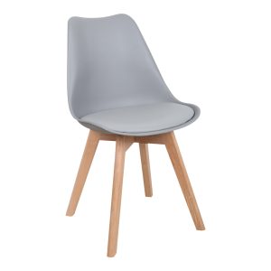 029 000338 15 Gaston chair pakoworld PP-PU light grey color - natural leg 44x52x78cmIndoor furniture > Chairs