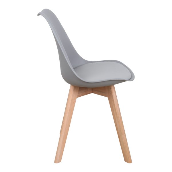 029 000338 2 12 Gaston chair pakoworld PP-PU light grey color - natural leg 44x52x78cmIndoor furniture > Chairs