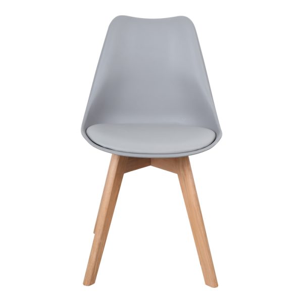 029 000338 3 12 Gaston chair pakoworld PP-PU light grey color - natural leg 44x52x78cmIndoor furniture > Chairs