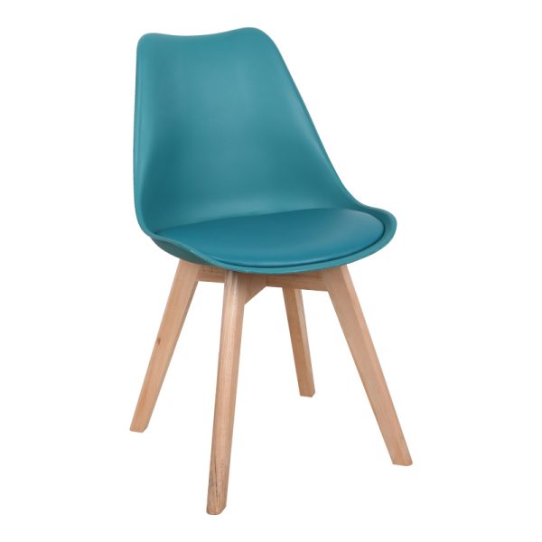 029 000339 12 Gaston chair pakoworld PP-PU blue color - natural leg 44x52x78cmIndoor furniture > Chairs