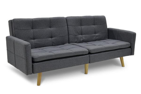 035 000004 12 3 seater sofa-bed Flexible pakoworld fabric dark grey 198x87x76Indoor furniture > Sofas-bed