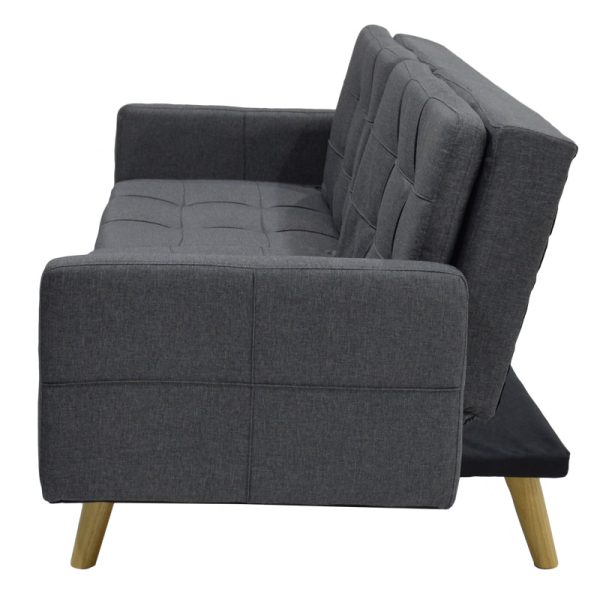 035 000004 3 9 3 seater sofa-bed Flexible pakoworld fabric dark grey 198x87x76Indoor furniture > Sofas-bed
