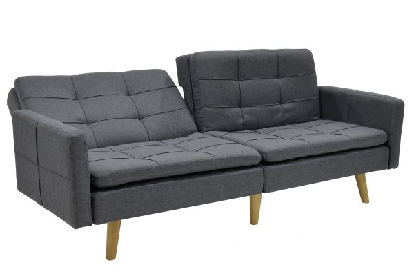 035 000004 4 9 3 seater sofa-bed Flexible pakoworld fabric dark grey 198x87x76Indoor furniture > Sofas-bed