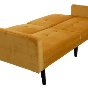 035 000018 3 6 Sofa - bed Dream pakoworld with footstool velvet in yellow 209x157x80cmIndoor furniture > Cornered sofas