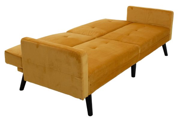 035 000018 3 6 Sofa - bed Dream pakoworld with footstool velvet in yellow 209x157x80cmIndoor furniture > Cornered sofas