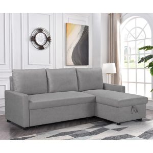 035 000062 2 6 Corner sofa-bed Infuse pakoworld with storage space grey fabric 203x130x88 cmIndoor furniture > Cornered sofas