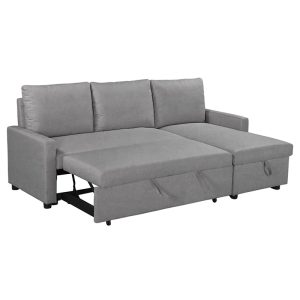 035 000062 3 6 Corner sofa-bed Infuse pakoworld with storage space grey fabric 203x130x88 cmIndoor furniture > Cornered sofas