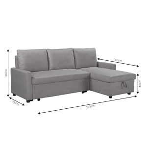035 000062 4 6 Corner sofa-bed Infuse pakoworld with storage space grey fabric 203x130x88 cmIndoor furniture > Cornered sofas