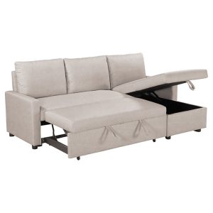 035 000063 2 9 Corner reversible sofa-bed Infuse pakoworld with storage space beige fabric 203x130x88 cmIndoor furniture > Cornered sofas