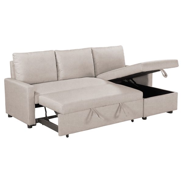 035 000063 2 9 Corner reversible sofa-bed Infuse pakoworld with storage space beige fabric 203x130x88 cmIndoor furniture > Cornered sofas