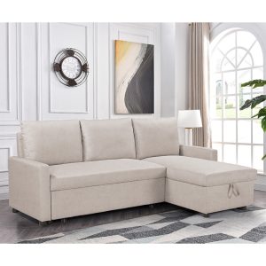 035 000063 3 9 Corner reversible sofa-bed Infuse pakoworld with storage space beige fabric 203x130x88 cmIndoor furniture > Cornered sofas