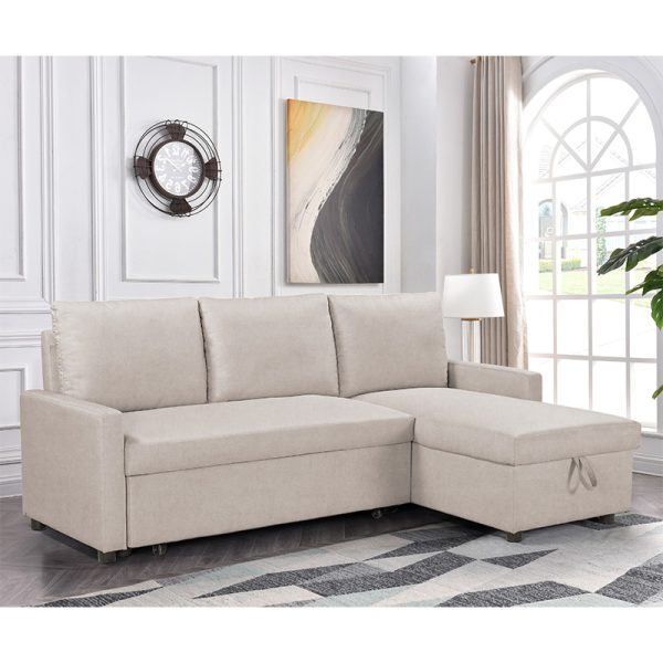 035 000063 3 9 Corner reversible sofa-bed Infuse pakoworld with storage space beige fabric 203x130x88 cmIndoor furniture > Cornered sofas