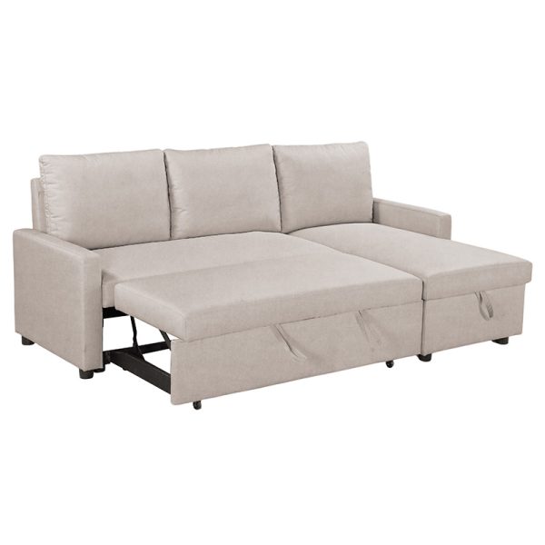 035 000063 4 9 Corner reversible sofa-bed Infuse pakoworld with storage space beige fabric 203x130x88 cmIndoor furniture > Cornered sofas