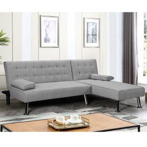 035 000069 2 5 Corner sofa-bed reversible Brisk pakoworld gray fabric 200x146x75cmIndoor furniture > Cornered sofas