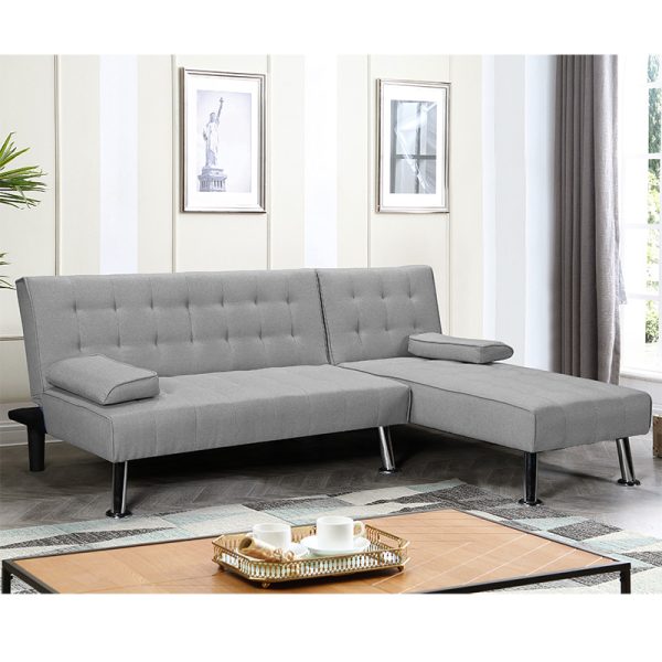 035 000069 2 5 Corner sofa-bed reversible Brisk pakoworld gray fabric 200x146x75cmIndoor furniture > Cornered sofas