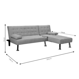 035 000069 4 5 Corner sofa-bed reversible Brisk pakoworld gray fabric 200x146x75cmIndoor furniture > Cornered sofas