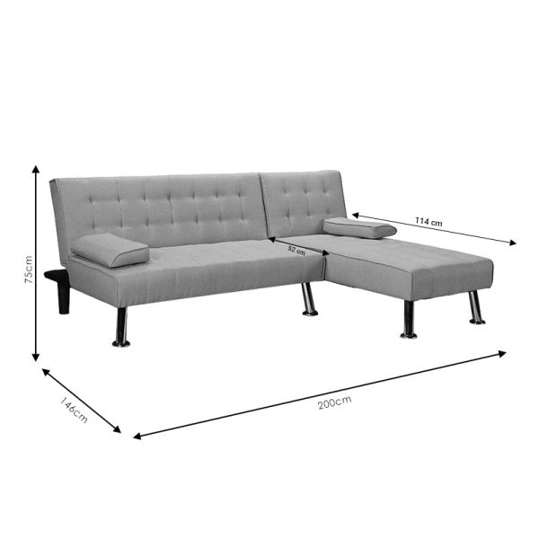 035 000069 4 5 Corner sofa-bed reversible Brisk pakoworld gray fabric 200x146x75cmIndoor furniture > Cornered sofas