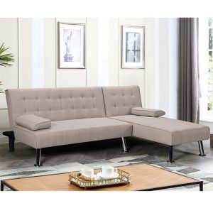 035 000070 2 7 Reversible corner sofa-bed Brisk pakoworld brown-grey fabric 200x146x75cmIndoor furniture > Cornered sofas
