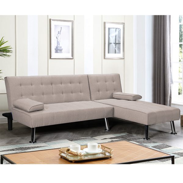 035 000070 2 7 Reversible corner sofa-bed Brisk pakoworld brown-grey fabric 200x146x75cmIndoor furniture > Cornered sofas