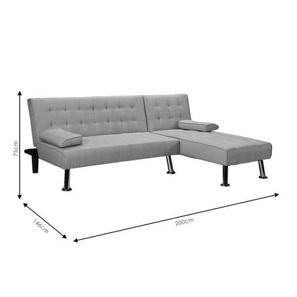 035 000070 4 7 Reversible corner sofa-bed Brisk pakoworld brown-grey fabric 200x146x75cmIndoor furniture > Cornered sofas