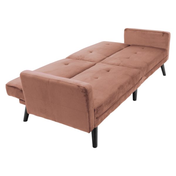 035 000086 3 3 Sofa - bed Dream pakoworld with footstool velvet in rotten apple color 209x157x80mSPRING OFFERS