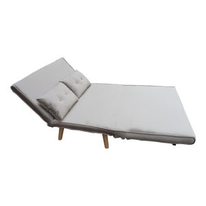 035 000091 2 4 Josuane sofa-bed pakoworld two-seater gray velvet and natural wood leg 117x80x81cmIndoor furniture > Sofas-bed